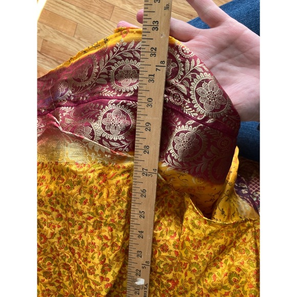Mexicali Blues Silk Wrap Skirt Size XL Floral Print Bohemian Layered Maxi India - Picture 10 of 10